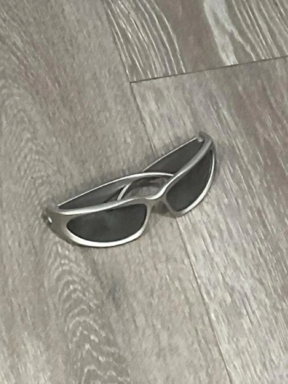 Men's Silver Frame Black Lens Wrap Sunglasses